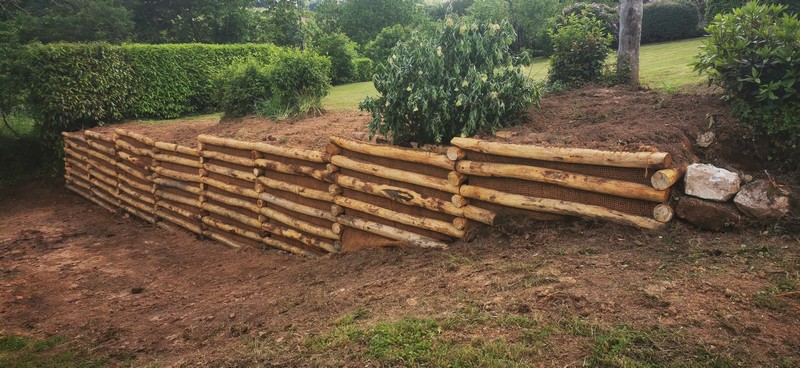 Chestnut poles for slope protection